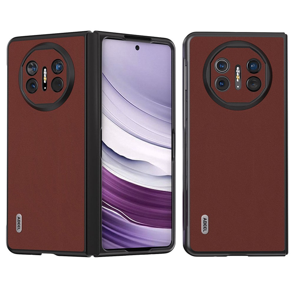 ABEEL For Huawei Mate X5 Case Genuine Cow Leather+PC Silky Phone Cover