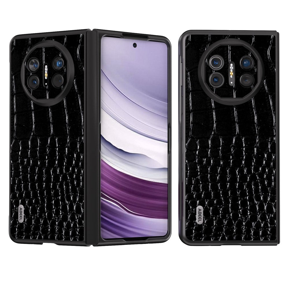 ABEEL For Huawei Mate X5 Case Genuine Cow Leather + PC Crocodile Texture Cover
