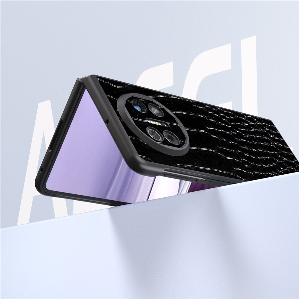 ABEEL For Huawei Mate X5 Case Genuine Cow Leather + PC Crocodile Texture Cover