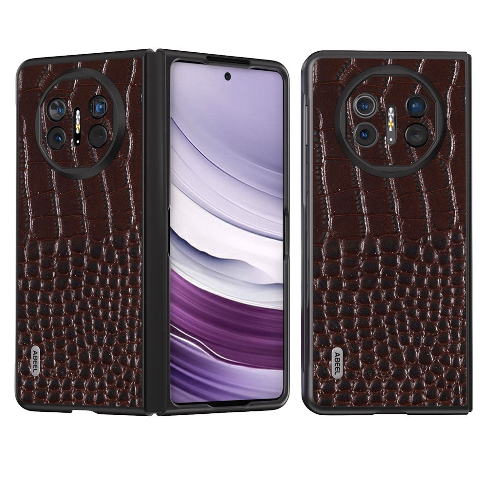 ABEEL For Huawei Mate X5 Case Genuine Cow Leather + PC Crocodile Texture Cover