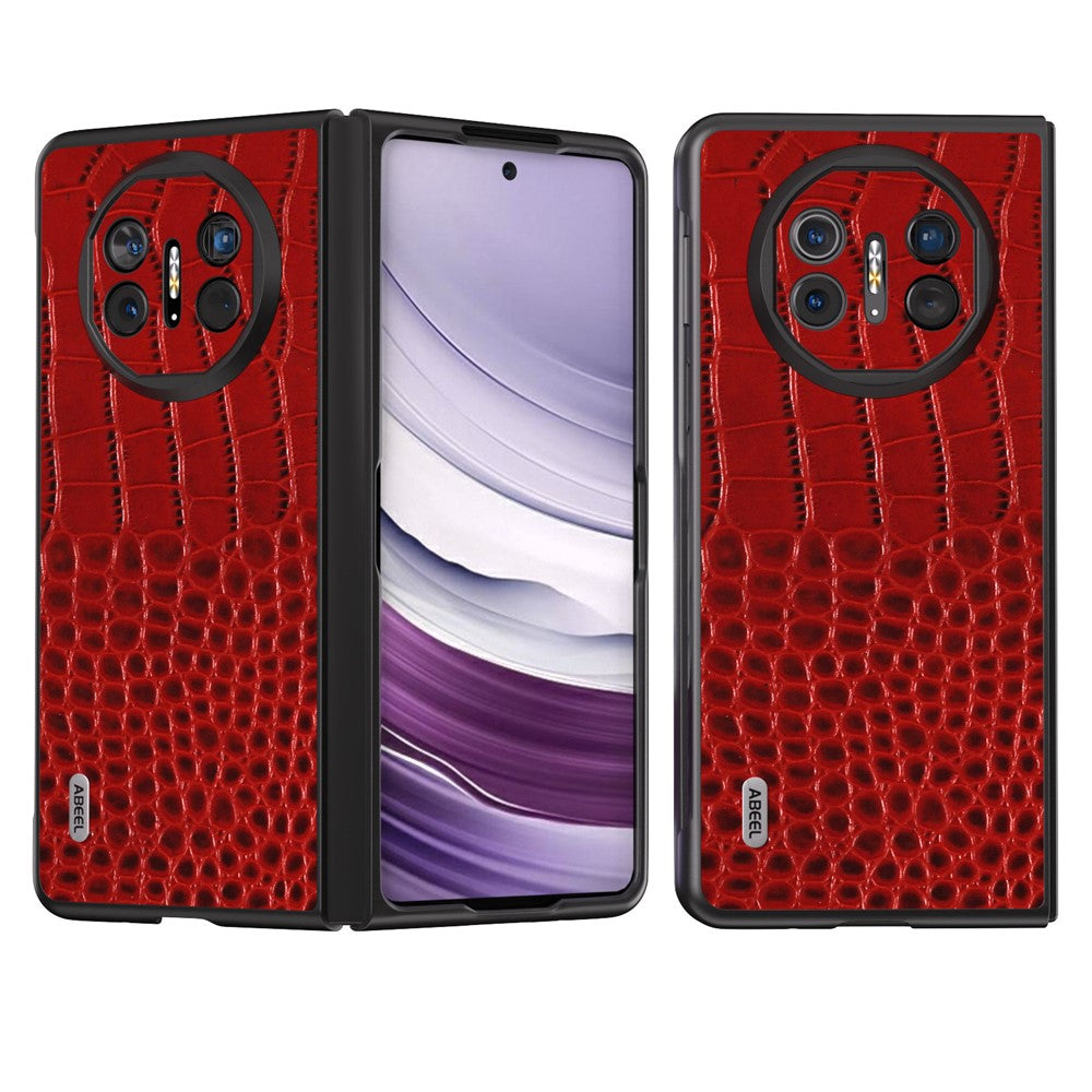 ABEEL For Huawei Mate X5 Case Genuine Cow Leather + PC Crocodile Texture Cover