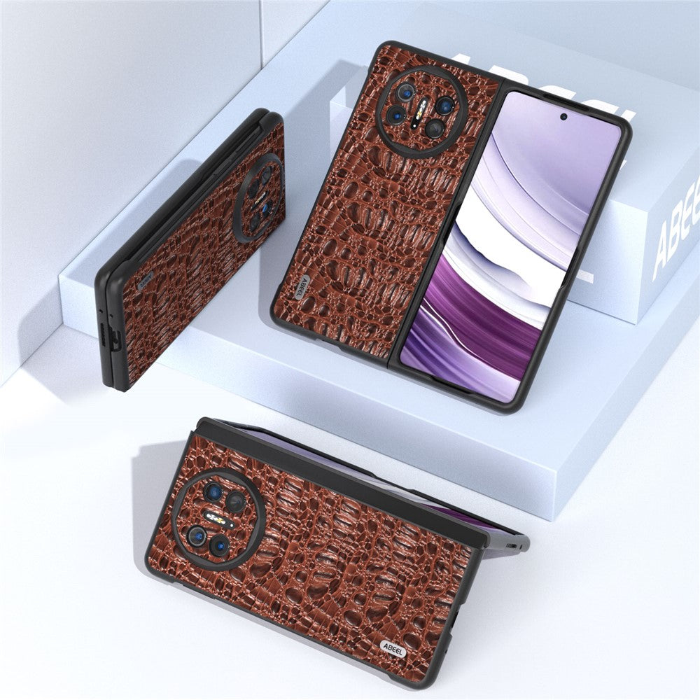 ABEEL For Huawei Mate X5 Case Texture Genuine Cow Leather+PC Phone Cover