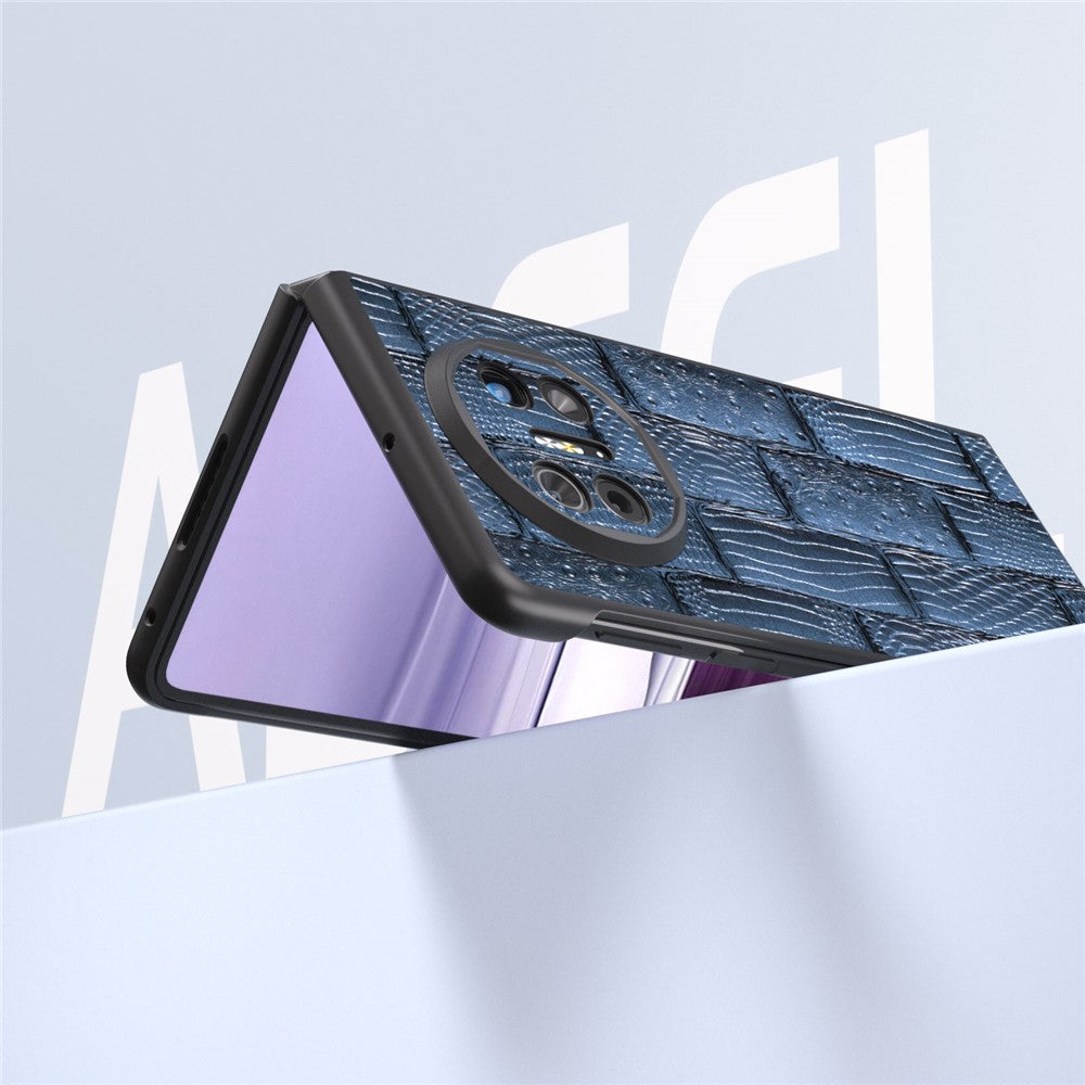 ABEEL For Huawei Mate X5 Case Mahjong Texture Genuine Cow Leather Back Phone Cover