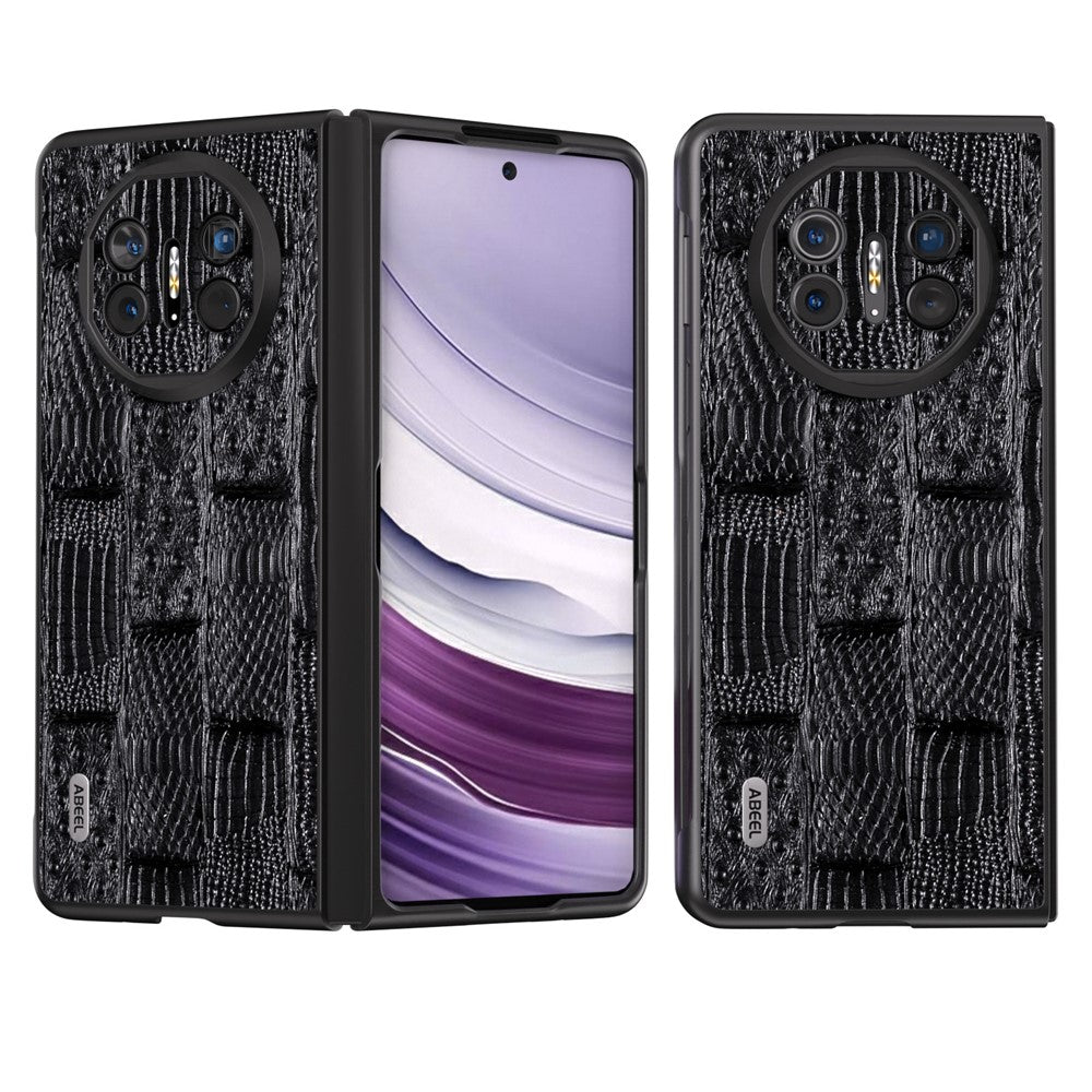 ABEEL For Huawei Mate X5 Case Mahjong Texture Genuine Cow Leather Back Phone Cover