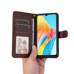 For Oppo A38 4G Case Wallet Phone Stand Shell PU Leather Cover with Calf Texture