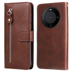 For Huawei Mate 60 Pro Case Shockproof Calf Texture Zipper Wallet Stand Smartphone Cover