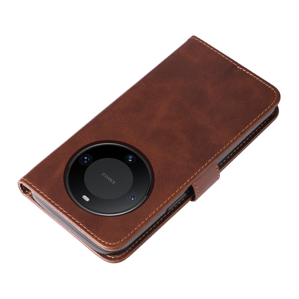 For Huawei Mate 60 Pro Case Shockproof Calf Texture Zipper Wallet Stand Smartphone Cover