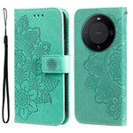 For Huawei Mate 60 Pro Case Floral Pattern PU Leather Wallet Stand Phone Cover