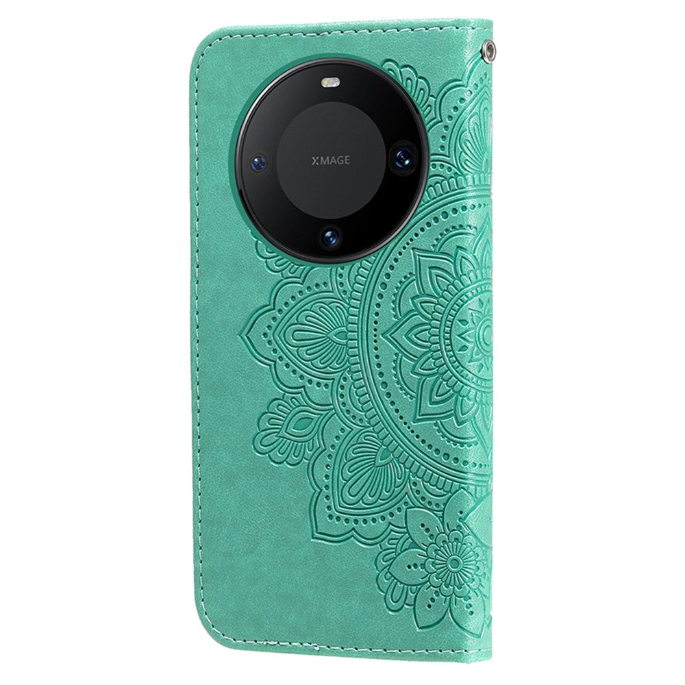 For Huawei Mate 60 Pro Case Floral Pattern PU Leather Wallet Stand Phone Cover