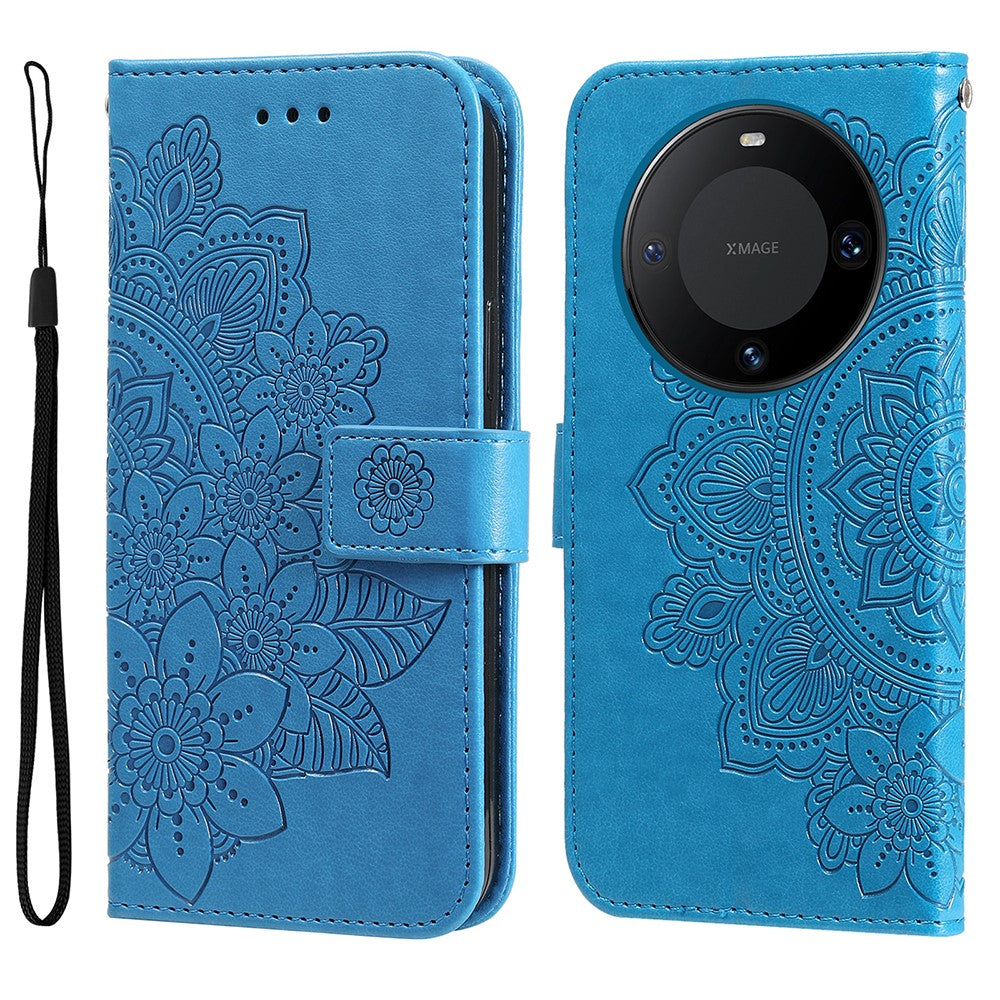 For Huawei Mate 60 Pro Case Floral Pattern PU Leather Wallet Stand Phone Cover