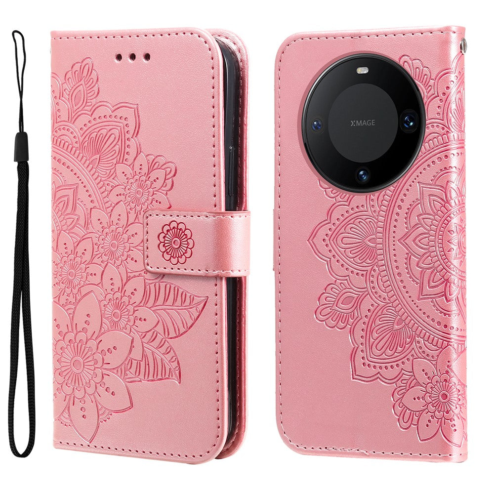 For Huawei Mate 60 Pro Case Floral Pattern PU Leather Wallet Stand Phone Cover