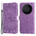 For Huawei Mate 60 Pro Case Wallet Stand Shell PU Leather Sunflower Imprinted Phone Cover