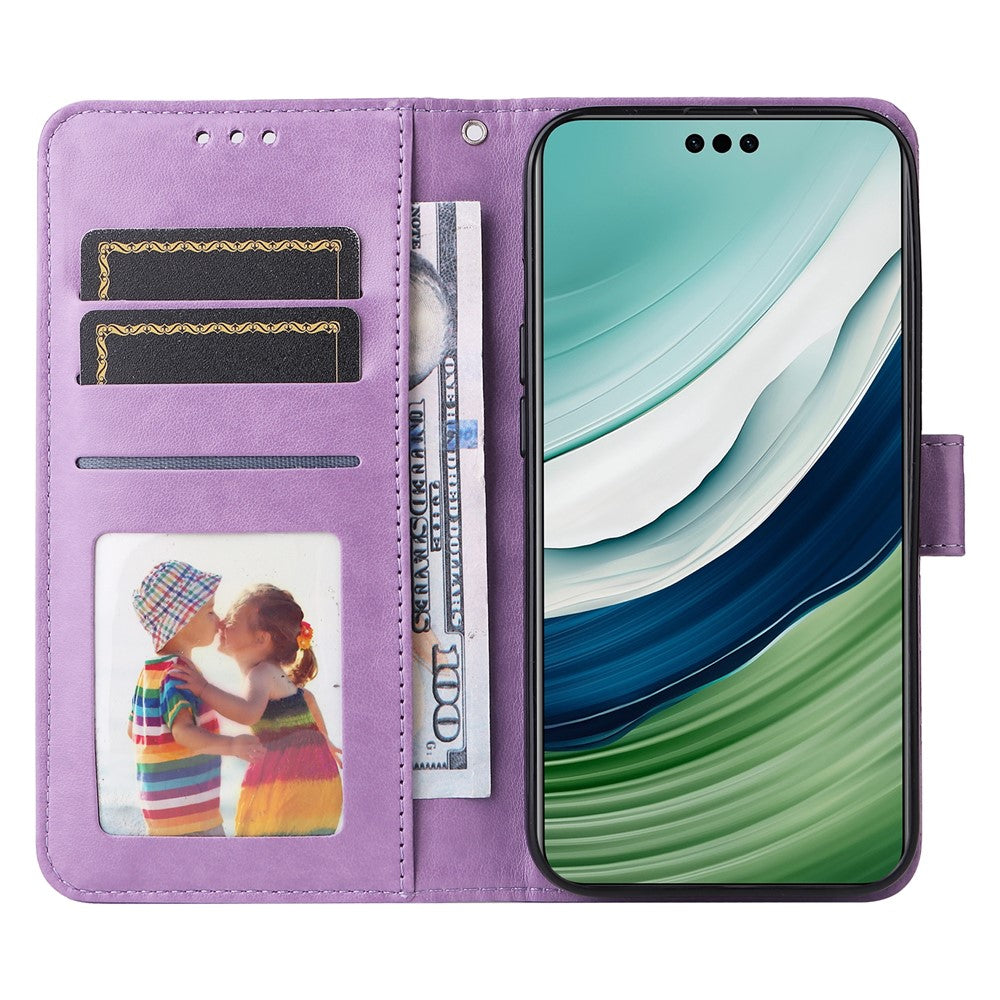 For Huawei Mate 60 Pro Case Wallet Stand Shell PU Leather Sunflower Imprinted Phone Cover
