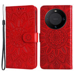 For Huawei Mate 60 Pro Case Wallet Stand Shell PU Leather Sunflower Imprinted Phone Cover