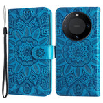For Huawei Mate 60 Pro Case Wallet Stand Shell PU Leather Sunflower Imprinted Phone Cover