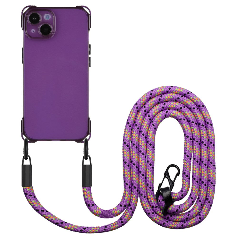 For iPhone 14 Plus Case Shockproof TPU Cell Phone Cover Shell with Lanyard