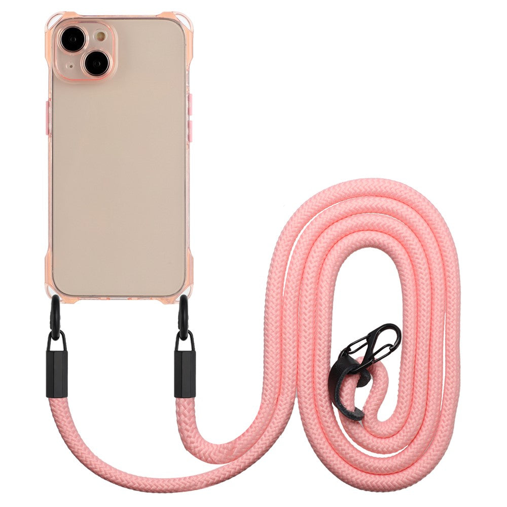 For iPhone 14 Plus Case Shockproof TPU Cell Phone Cover Shell with Lanyard