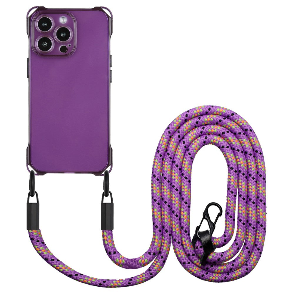 For iPhone 14 Pro Case Four Corners Drop Protection TPU Shell Cover with Hanging Rope
