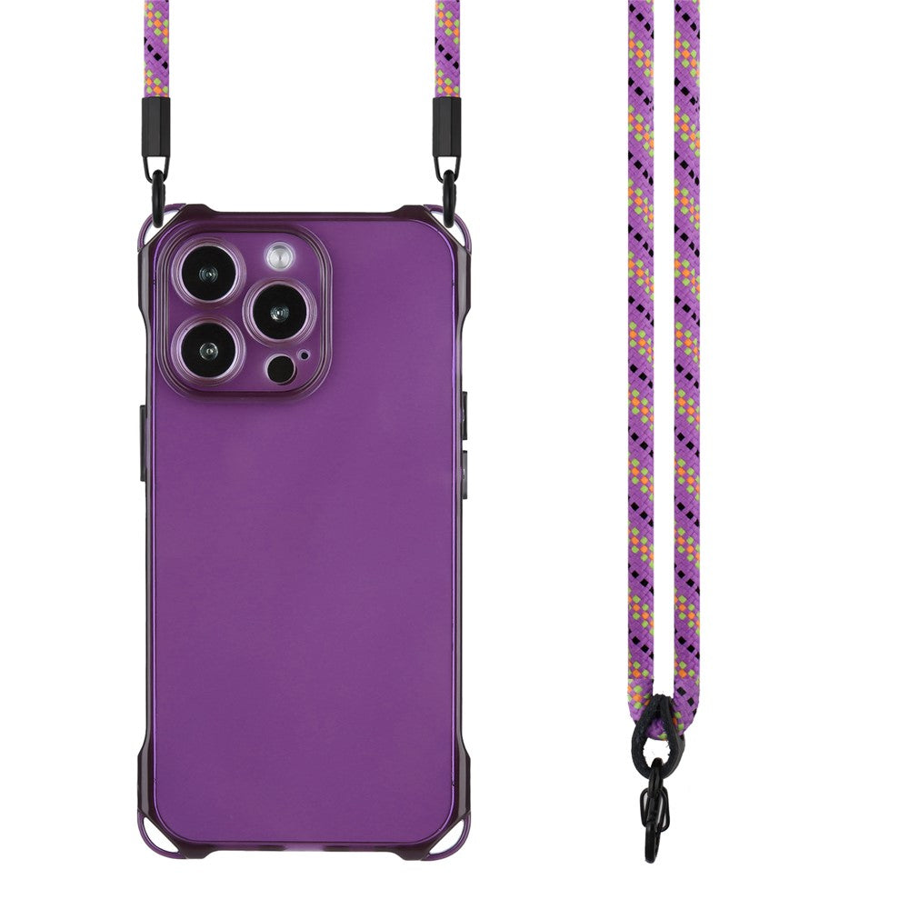 For iPhone 14 Pro Case Four Corners Drop Protection TPU Shell Cover with Hanging Rope
