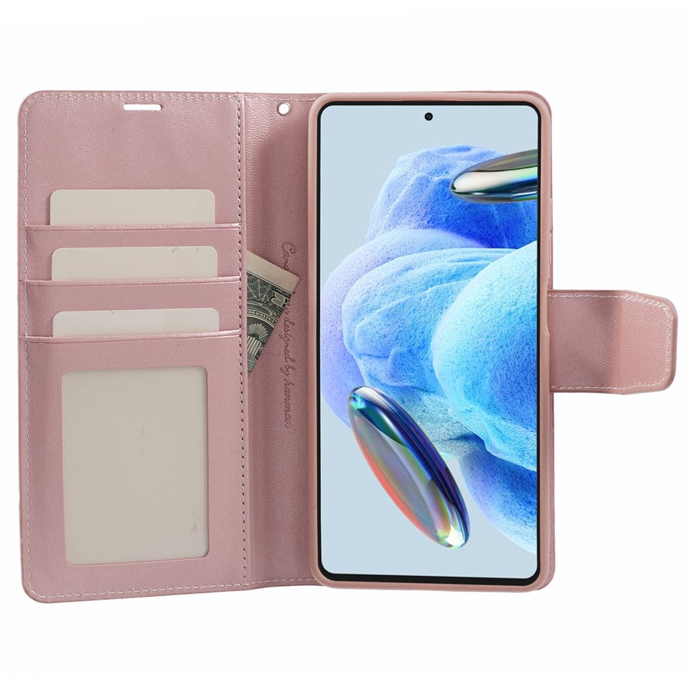 HANMAN Mill-serien för Xiaomi Redmi 12 4G / 5G (Global) / Redmi Note 12R 5G / Poco M6 Pro 5G-skal plånboksfodral för mobil