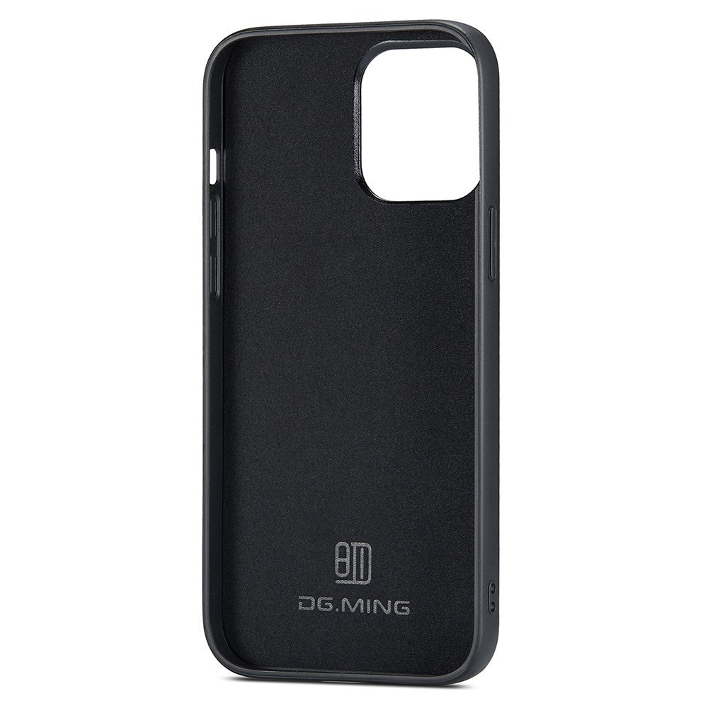 DG.MING For iPhone 12 Pro Case PU Leather Coated PC+TPU Shell Glitter Phone Cover