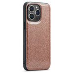 DG.MING For iPhone 12 Pro Case PU Leather Coated PC+TPU Shell Glitter Phone Cover