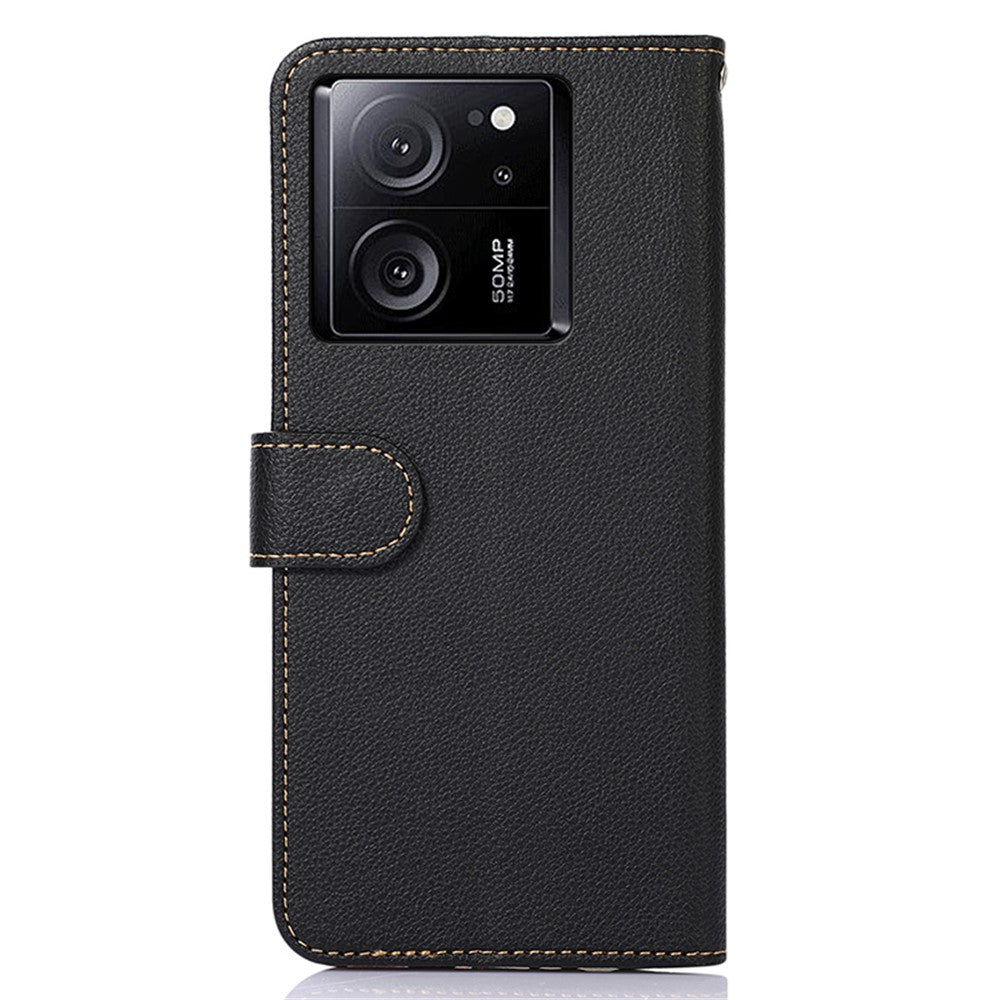 KHAZNEH Skal För Xiaomi 13T / 13T Pro / Redmi K60 Ultra RFID-blockerande läderfodral med stativ, plånbok