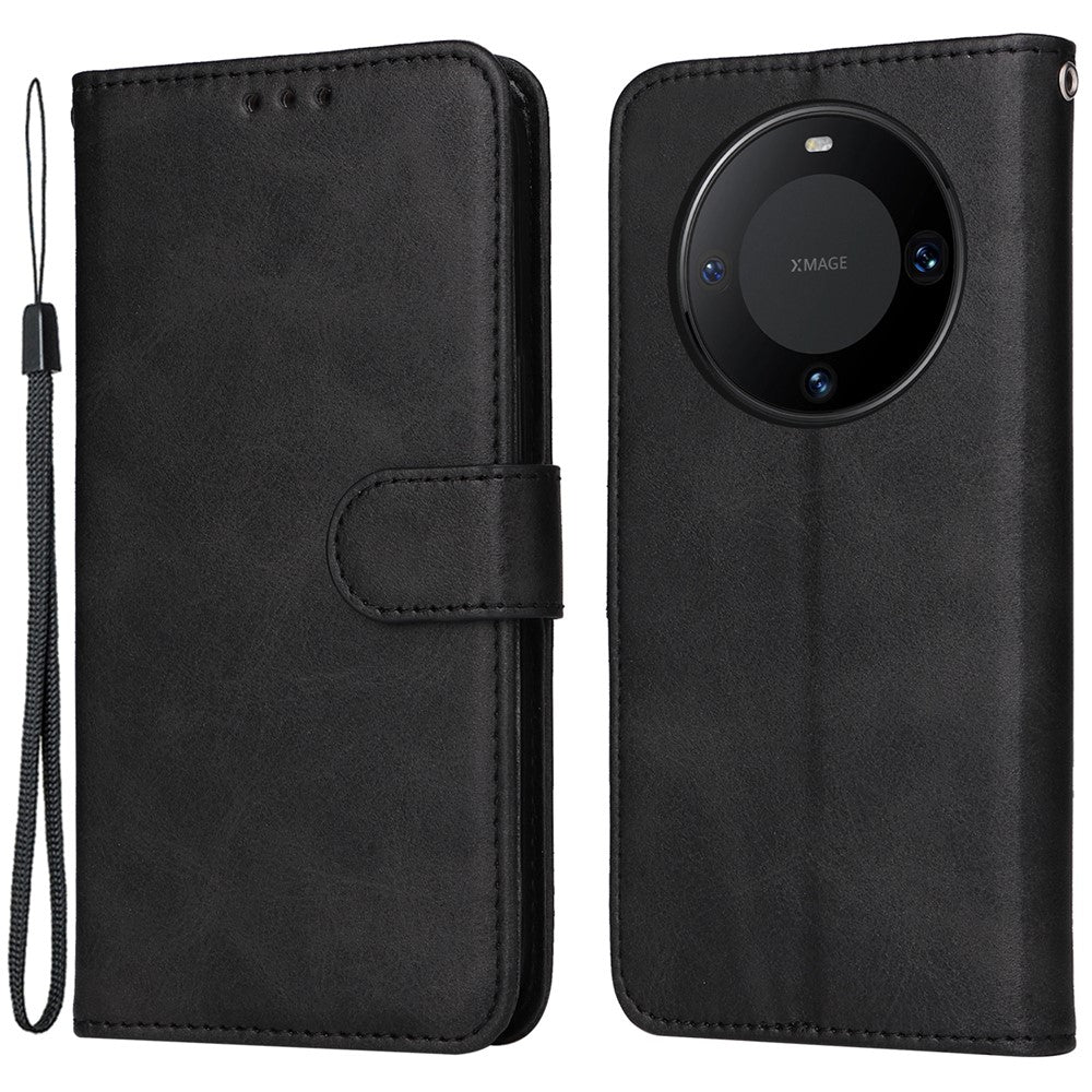 For Huawei Mate 60 Case Calf Texture Wallet Stand PU Leather Slim-fit Phone Cover