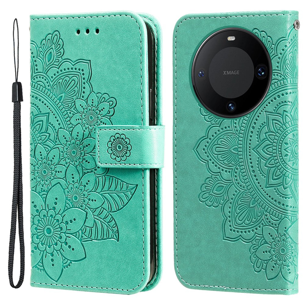 For Huawei Mate 60 Case Floral Pattern PU Leather Wallet Stand Phone Cover