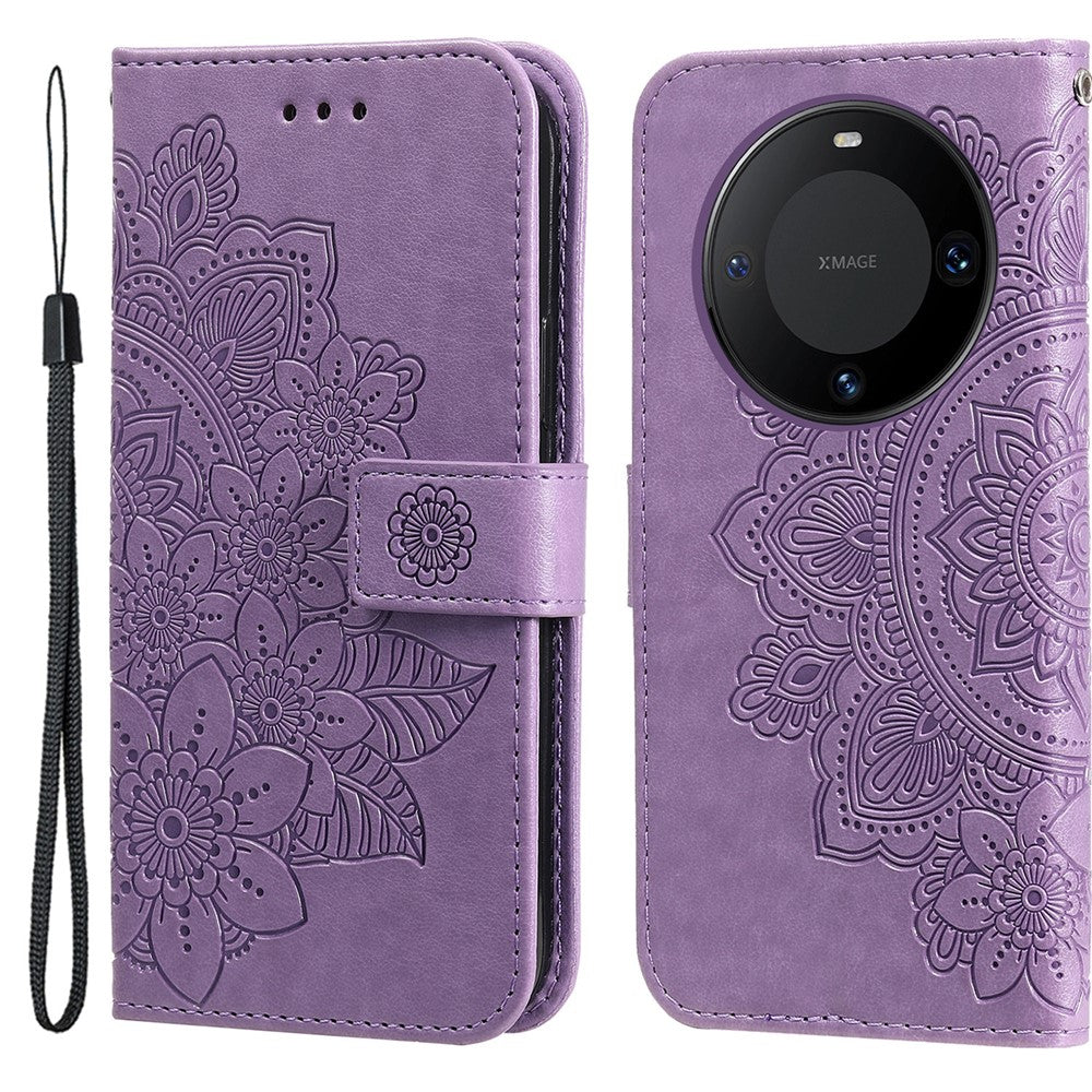 For Huawei Mate 60 Case Floral Pattern PU Leather Wallet Stand Phone Cover