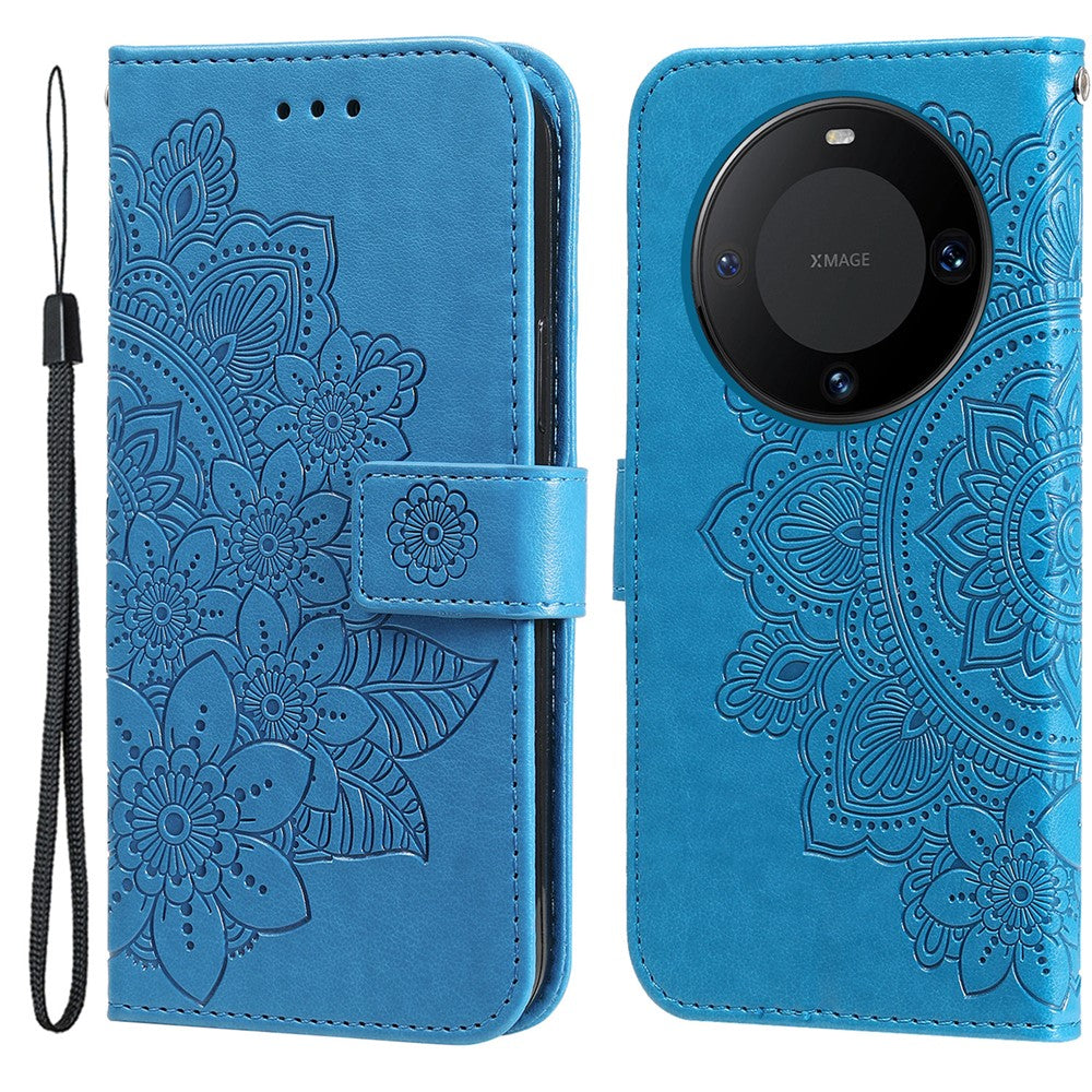 For Huawei Mate 60 Case Floral Pattern PU Leather Wallet Stand Phone Cover