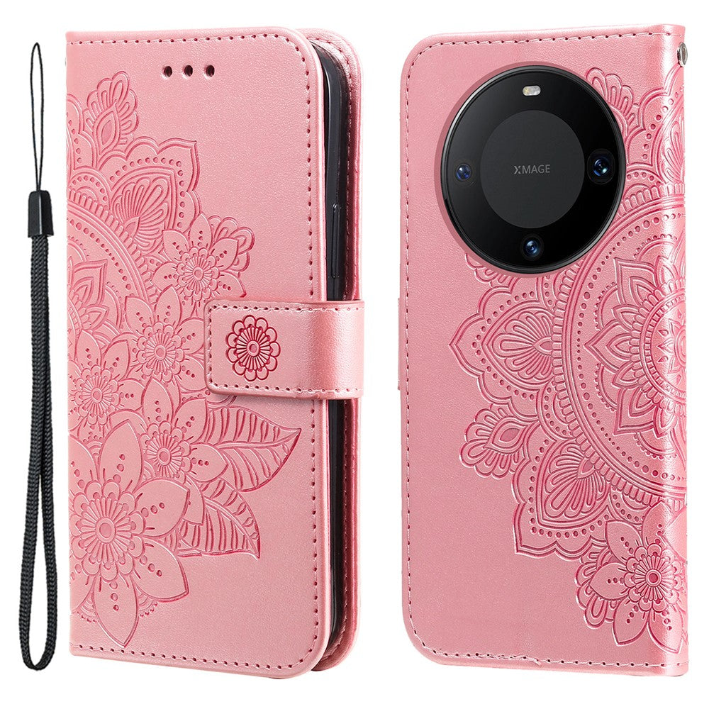 For Huawei Mate 60 Case Floral Pattern PU Leather Wallet Stand Phone Cover