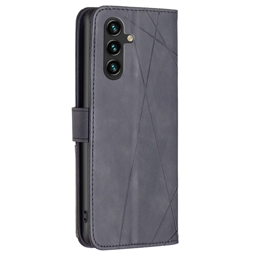 BINFEN COLOR til Samsung Galaxy A05s 4G Telefonetuier Pung Stand Geometri Præg Lædercover