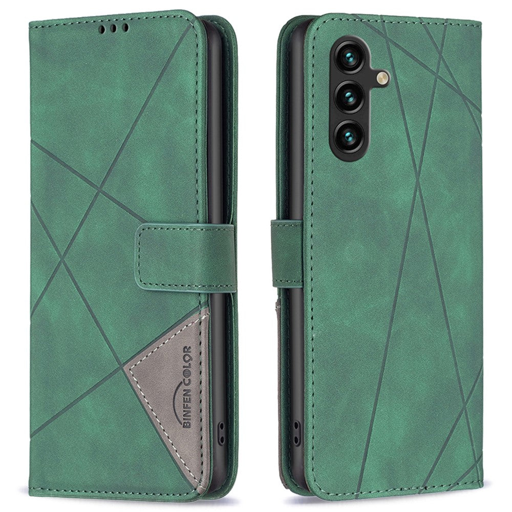 BINFEN COLOR til Samsung Galaxy A05s 4G Telefonetuier Pung Stand Geometri Præg Lædercover