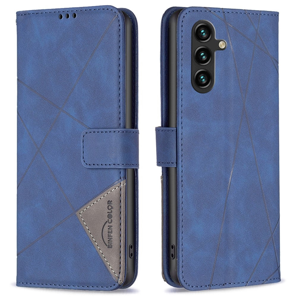 BINFEN COLOR til Samsung Galaxy A05s 4G Telefonetuier Pung Stand Geometri Præg Lædercover