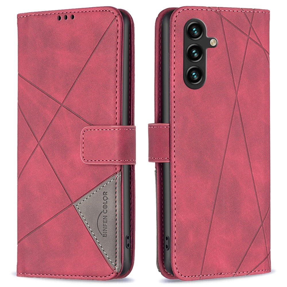 BINFEN COLOR til Samsung Galaxy A05s 4G Telefonetuier Pung Stand Geometri Præg Lædercover
