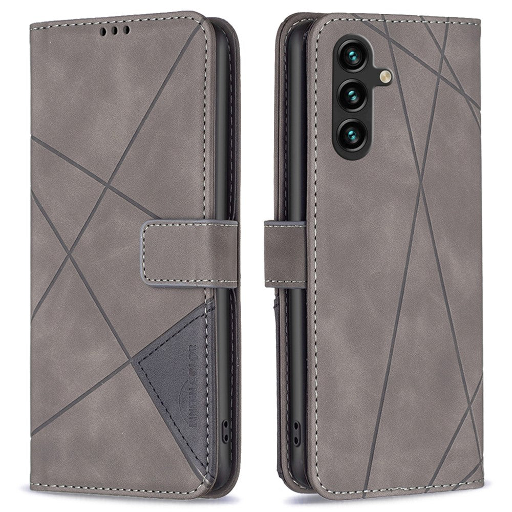 BINFEN COLOR til Samsung Galaxy A05s 4G Telefonetuier Pung Stand Geometri Præg Lædercover