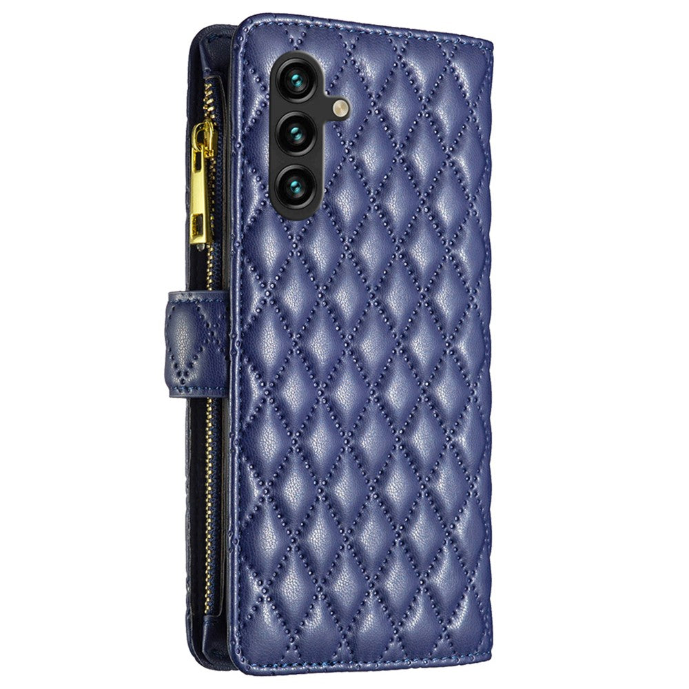BINFEN COLOR BF Style-15 For Samsung Galaxy A05s 4G Case Zipper Pocket Leather Wallet Stand Phone Cover