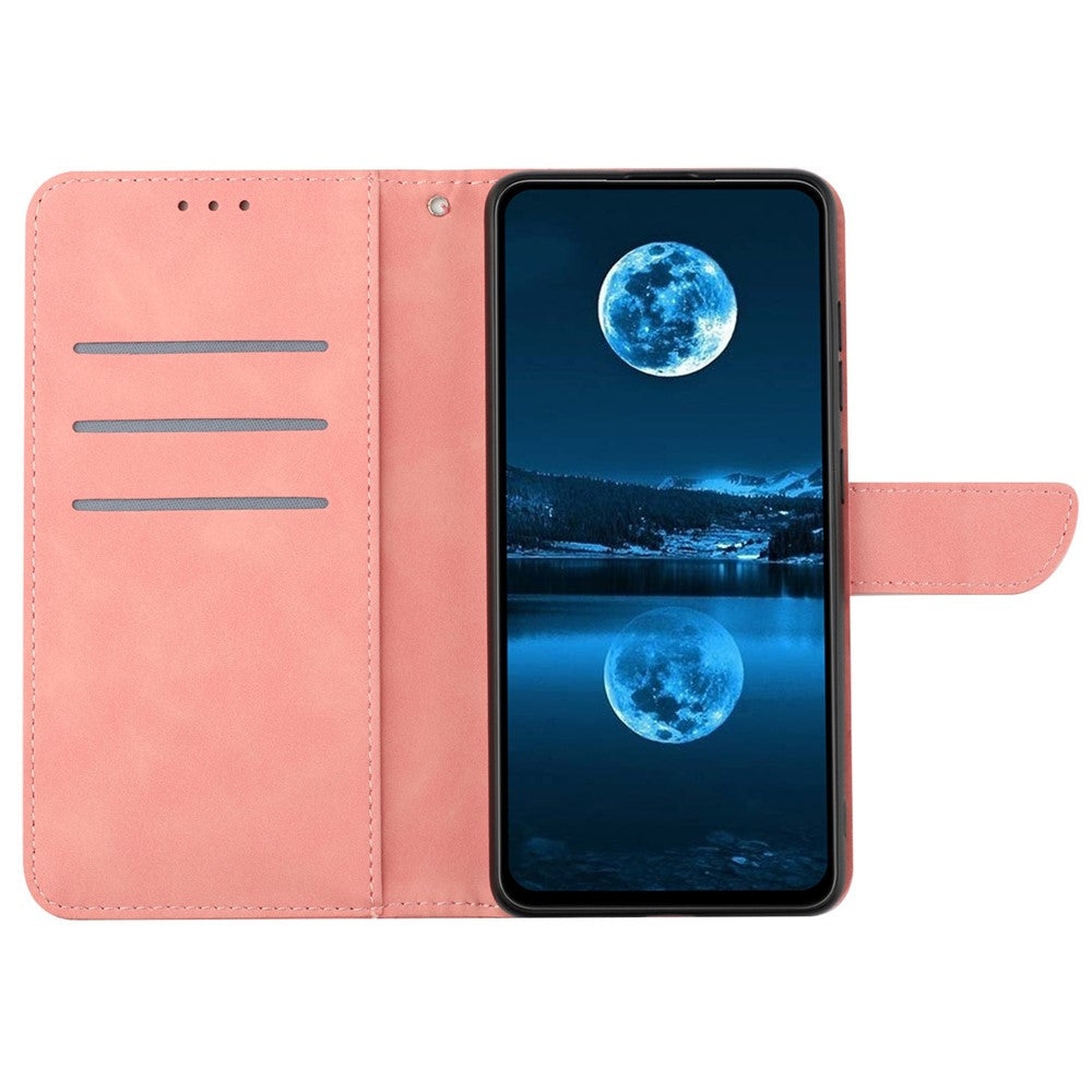 HT05 For Samsung Galaxy A05 4G Case PU Leather Imprinted Line Phone Stand Cover