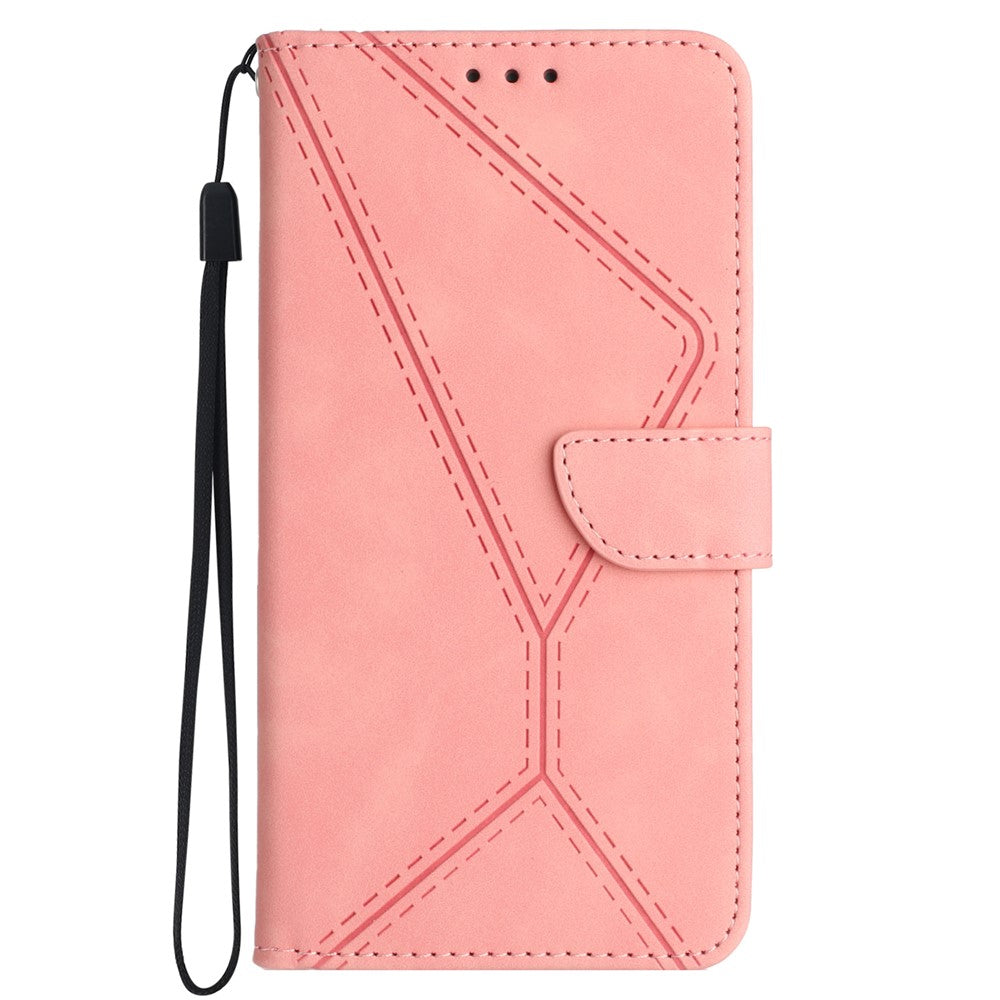 HT05 For Samsung Galaxy A05 4G Case PU Leather Imprinted Line Phone Stand Cover