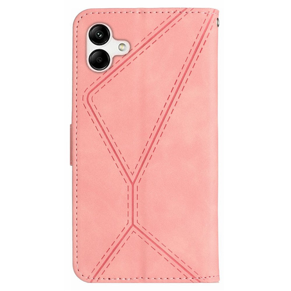 HT05 For Samsung Galaxy A05 4G Case PU Leather Imprinted Line Phone Stand Cover