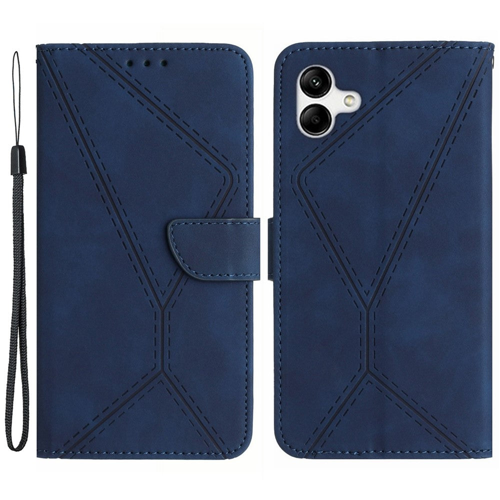 HT05 For Samsung Galaxy A05 4G Case PU Leather Imprinted Line Phone Stand Cover