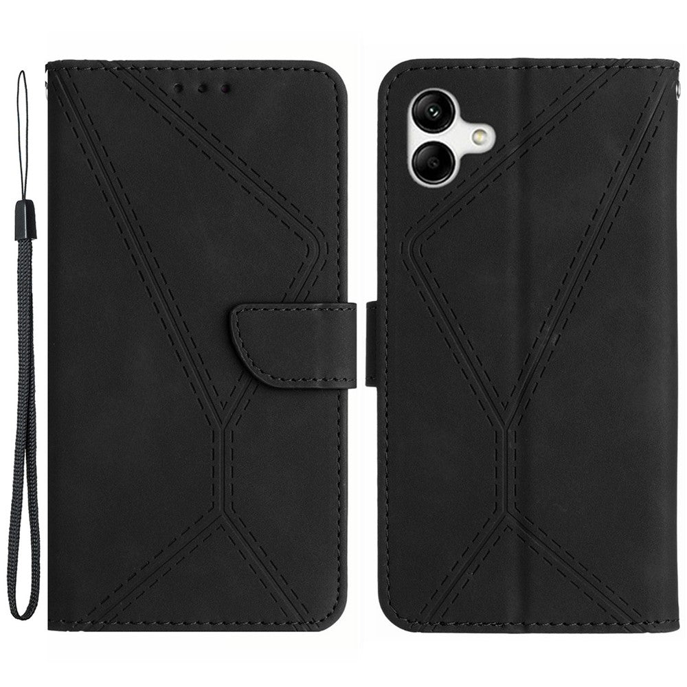 HT05 For Samsung Galaxy A05 4G Case PU Leather Imprinted Line Phone Stand Cover