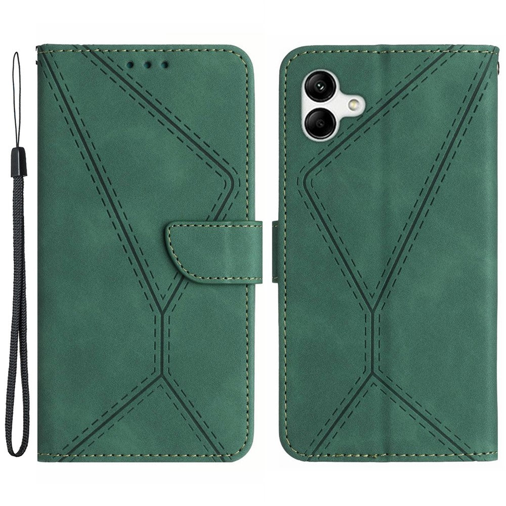 HT05 For Samsung Galaxy A05 4G Case PU Leather Imprinted Line Phone Stand Cover