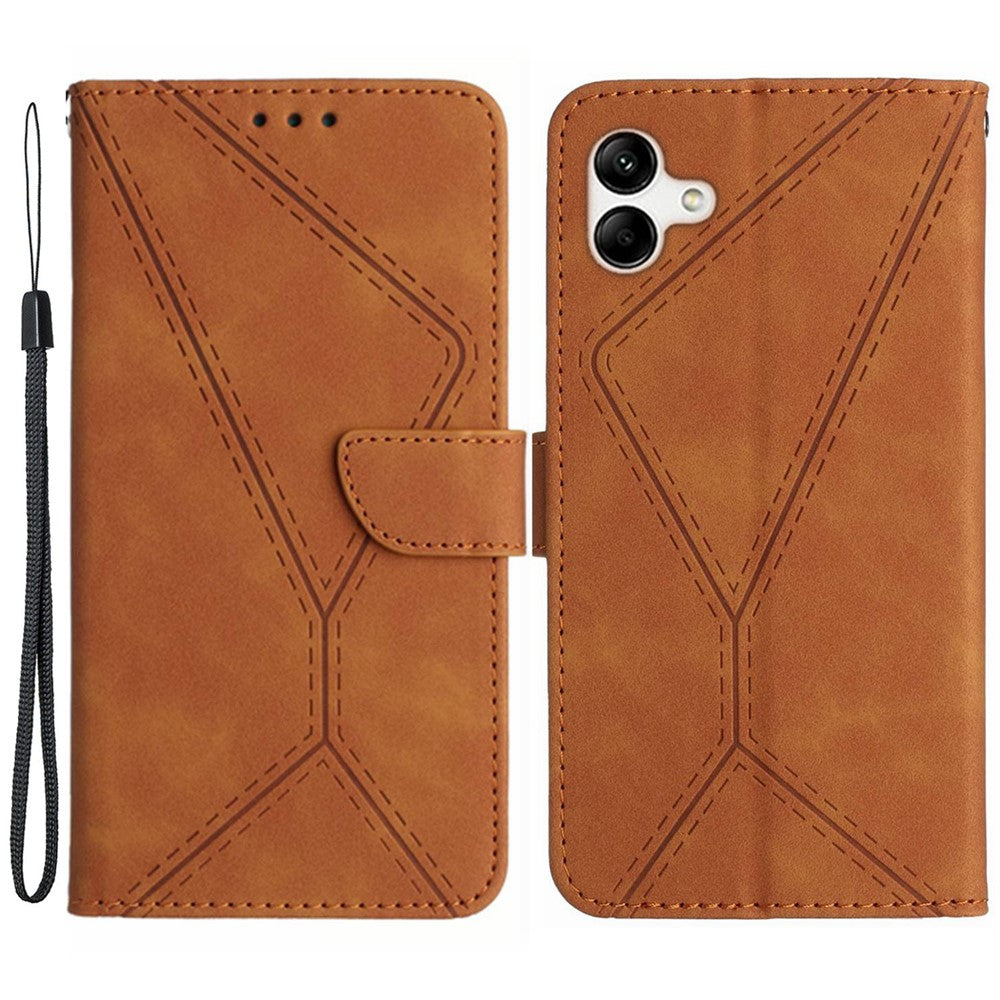 HT05 For Samsung Galaxy A05 4G Case PU Leather Imprinted Line Phone Stand Cover