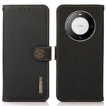 KHAZNEH For Huawei Mate 60 Pro Case Anti-drop Wallet RFID Blocking Genuine Cow Leather Phone Cover