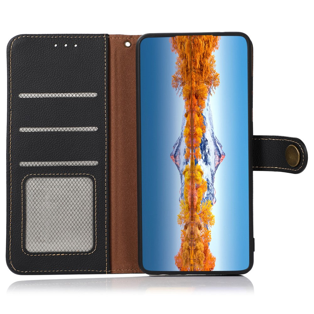 KHAZNEH For Huawei Mate 60 Pro Case Anti-drop Wallet RFID Blocking Genuine Cow Leather Phone Cover