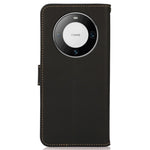 KHAZNEH For Huawei Mate 60 Pro Case Anti-drop Wallet RFID Blocking Genuine Cow Leather Phone Cover