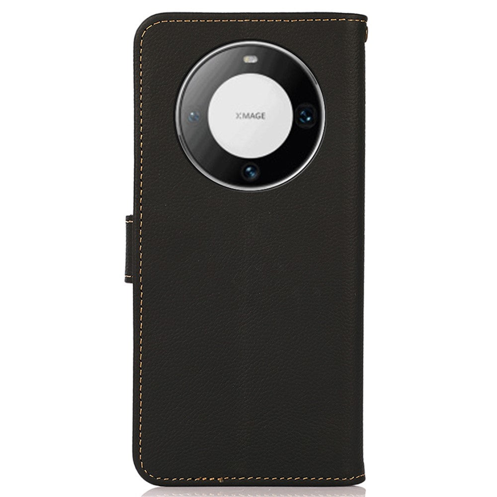 KHAZNEH For Huawei Mate 60 Pro Case Anti-drop Wallet RFID Blocking Genuine Cow Leather Phone Cover