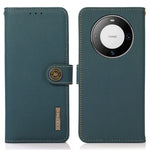 KHAZNEH For Huawei Mate 60 Case RFID Blocking Genuine Cow Leather Wallet Phone Shell with Stand Function